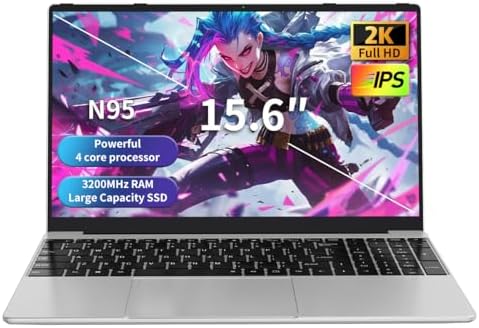 Gaming Laptop,Computer Laptop,Laptop Computer,Laptop Gaming,16GB DDR4 512GB SSD,3.4GHz N95 Processor,Fingerprint Unlock,15.6-inch Full HD 2K,180 Angle Opening,Backlit Keyboard,Gray
