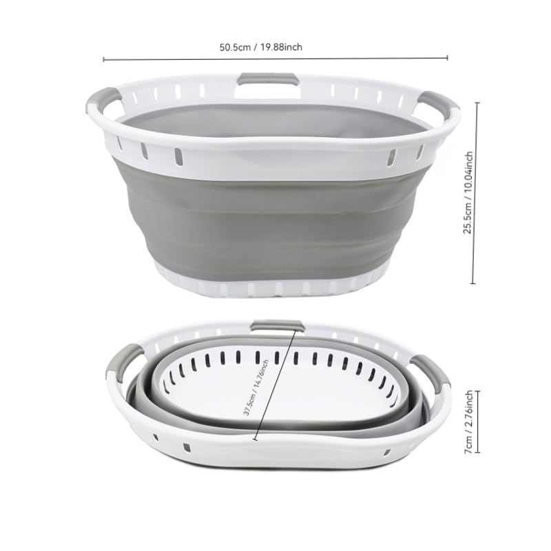SAMMART 25L (6.6 gallons) Collapsible Plastic Laundry Basket/Hamper - Foldable Pop Up Storage Container/Organizer - Portable Basket - Space Saving (Set of 2)