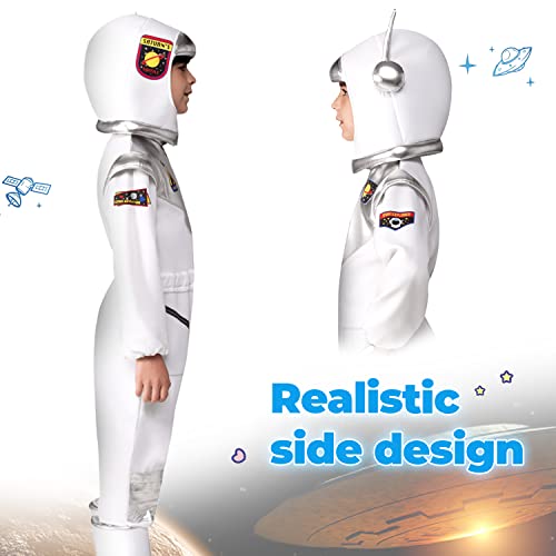 Kids Astronaut Costume - Realistic Astronaut Jumpsuit With Detachable Helmet, Space Suit For Halloween Cosplay (Kids-M (5-6Yr), White) #TOP3