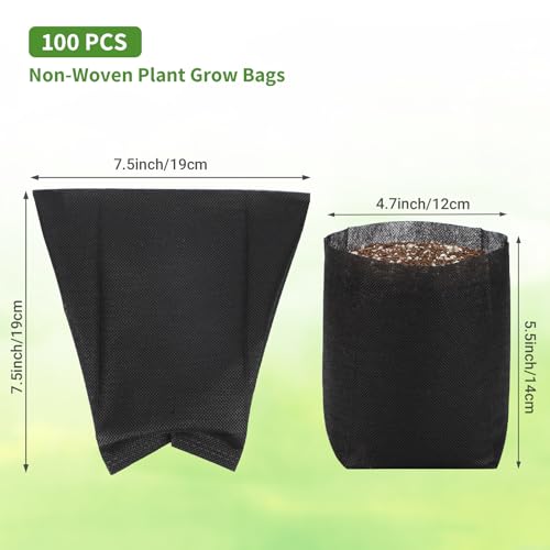 GREANER Sacos de plantas para plantio, 100 peças de vasos de plantas biodegradáveis, sacos de tecido