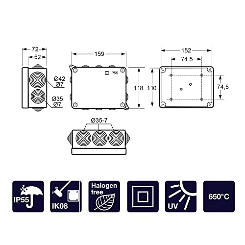 Image secondaire de Boîte de Jonction Étanche IP44 150x110x70 mm pour Installations Extérieures