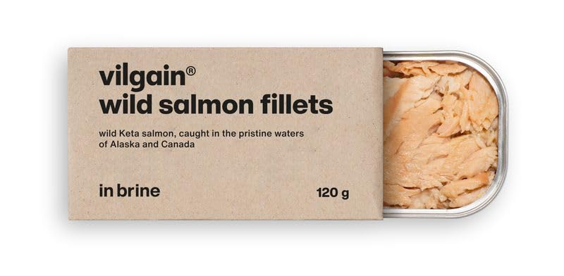 Vilgain Wildlachs Filets (120 g) In Salzlake – Zarte Keta Lachsfilets Ohne Konservierungsstoffe, Proteinreicher Fitness Snack Mit Omega 3 Fettsäuren, Natürlicher Fang Aus Dem Pazifik
