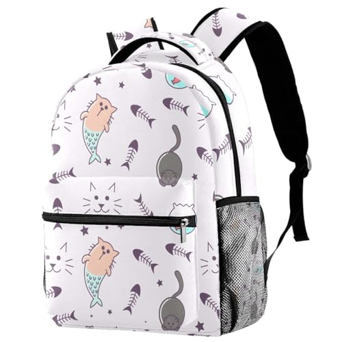 Sac de voyage décontracté pour femmes et ados, grand sac à dos chat multicolore