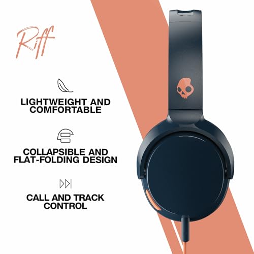 Image of Skullcandy Riff On-Ear Wired Headphone,Convenient for Travel with 3.5mm AUX Plug,Builtin Microphone,Foldable Lightweight Comfortable Design,Durable Headband,Reliable Simplicity-Blue /Sunset(Pack of 4)