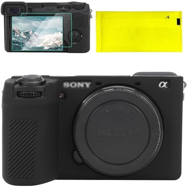 Silikonowe etui ochronne do Sony A6700, akcesoria z 2 sztukami folii ochronnej na wyświetlacz, zdejmowana ochrona obiektywu do aparatu cyfrowego Sony A6700