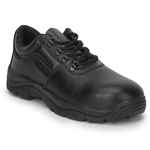 Image of Liberty Freedom Armour-ST Lacing Safety Shoes for Men with Leather Upper | Rubber Sole | Padded Foam Insole| Anti-Skid | Shock Absorber | Water Resistance | Comfortable for All Weather (Black - 5.5)