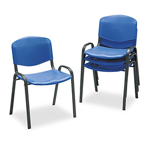 Safco 4185Bu Contour Stacking Chairs Blue W/Black Frame 4/Carton #TOP25