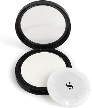 Pressed powder White, pressed powder full cover foundation including mirror and puff applicator