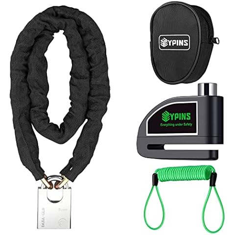EYPINS Alarm Brake Disc Bike Lock Cycle Padlock with 1.2m Motorcycle Motorbike Chain Lock Security Scooter for Motorcycle Motorbike Bike Bicycle Cover
