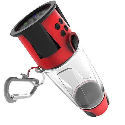 HYDRA Tech Bottle - 5W Bluetooth Speaker, 4000 mah Power Bank Charger for Smart Phone, Speakerphone, Microphone, Emergency RGB LED Nightlight Red