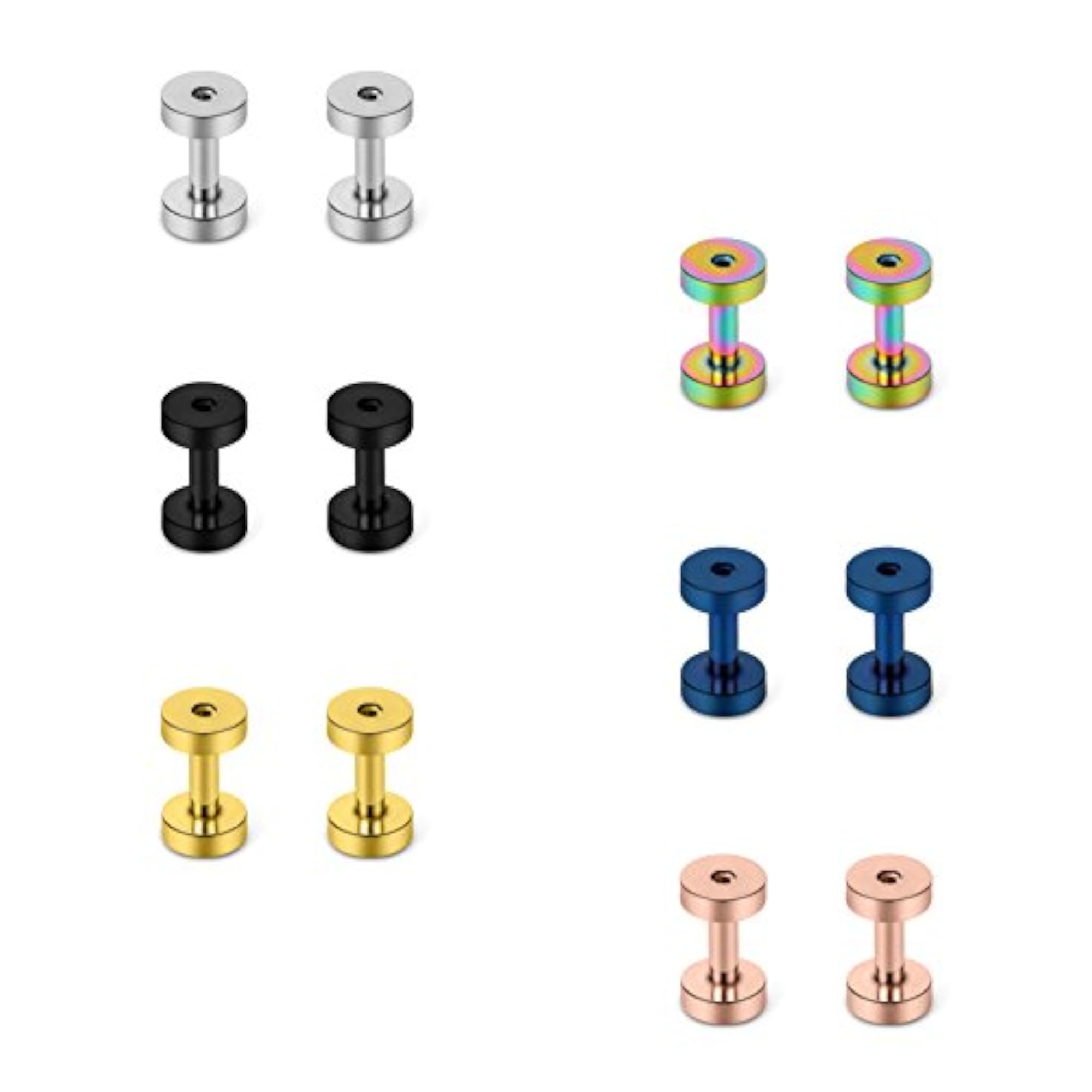 12PCS Mix Color Stainless Steel Ear Tunnels Stretching Kit