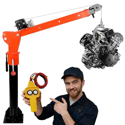 DEFNES 5000LBS Truck Bed Crane 4000LBS 12V Electric Winch Painted Alloy Steel Pickup Truck Jib Crane 360 Swivel Lift Electric Hoist 3 Adjustable Loads & Heights Truck Crane for Vans(4000LBS V2)