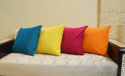 Image of Khooti Molfino Cushion Cover, 18x18 | Yellow | Pack of 5 | Solid Plain Soft & Smooth, Decorative Cushion Covers for Living Room, Bedroom, Couches, Chairs, Sofas, Beds & Home Decor