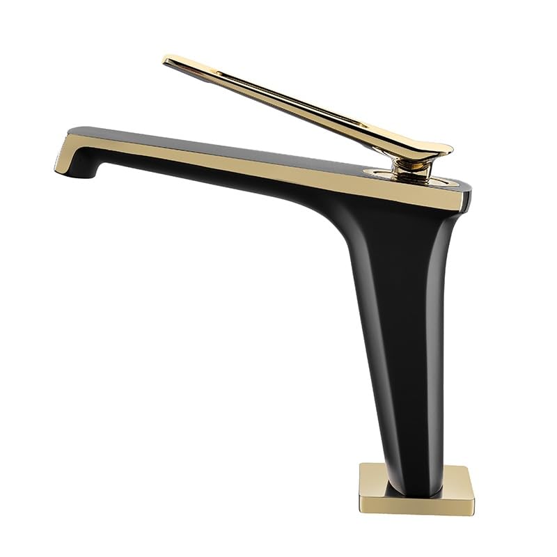 Robinet de lavabo en laiton massif noir et or pour vasque chic