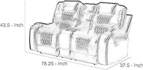 Image of Torque - Mikkel Recliner Sofa 2 Seater with Cup Holder- Brown | Leatherette Two Seater Recliner Sofa with Center Console & Cup Holder for Home
