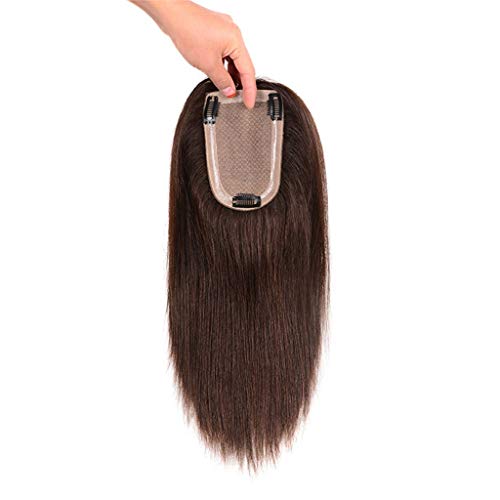 Postiche pour cheveux clairsemés marron foncé en vrais cheveux