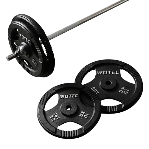 IROTEC(アイロテック)ショートアイアンバーベルセット 径28mmシャフト / バーベル 筋トレ ベンチプレス パワーラック フィットネス (58KGセット)