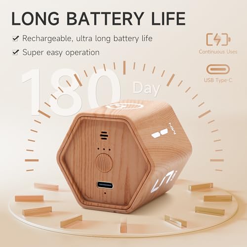 Image of Productivity Timer 1, 5, 10, 30, 60 Minutes Preset, Desk Cube Timer with Gravity Sensor /Mute /Vibration for ADHD, Work, Study, Kitchen, Back to School (Wood Grain)