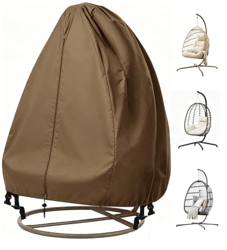FLYMEI Patio Egg Chair Covers with Zipper, 75" x 45", Khaki, 1 Pack