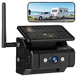 Magnetic Solar Wireless Backup Camera, 1080P WiFi Hitch Camera for Truck RV Trailer, 9600mAh Battery Powered Rear View Camera for iPhone/Android/iPad, IP69 Waterproof, IR Night Vision, No Wiring