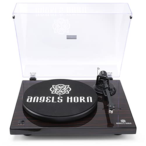 Buy 2 get 3 ANGELS HORN Turntable, Vinyl Record Player, Built-in Phono Preamp Belt Drive 2-Speed, Adjustable Counterweight, AT-3600L (Mahogany Wood)