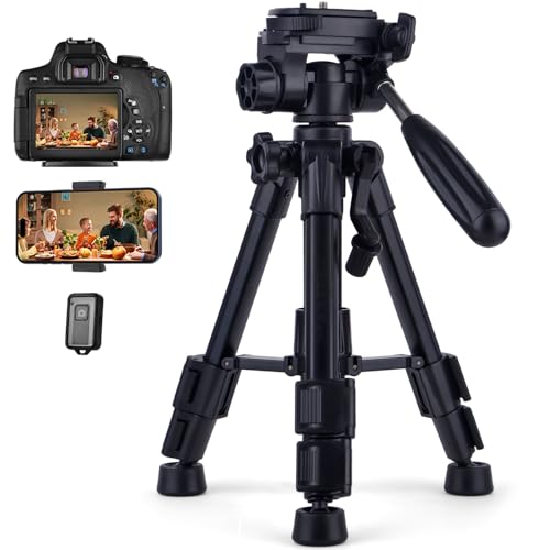 Mini tripod camera, Zetong 24-inch lightweight aluminum camera and mobile phone remote control tripod, universal 1/4-inch quick-release plate