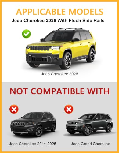Image of Tuyoung 300lbs Roof Racks Cross Bars for Jeep Cherokee 2026 | All Aluminum Lockable Heavy Duty Roof Rails Crossbars Rooftop Cargo Basket Carrier Bag Luggage Rails Kayak Canoe Snowboard