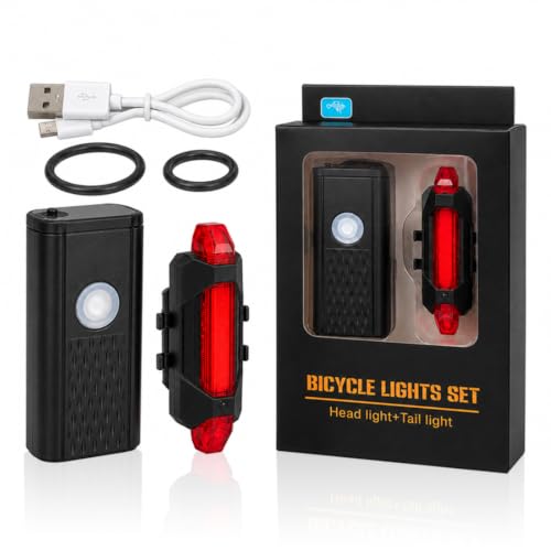 LAKPYN Kit Clignotant Vélo,Phare Avant +Feu Arrière, Longue Autonomie,3 Modes,Pour le Cyclisme de Nuit