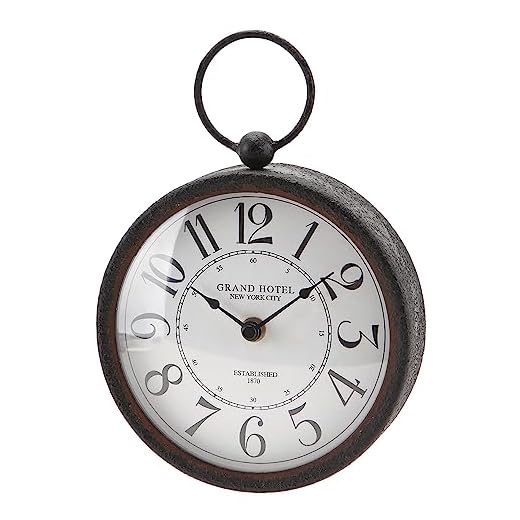 NIKKY HOME Small Retro Black Wall Clock 6 Inch, Battery Operated Vintage Metal Round Silent Analog Clock for Bathroom Kitchen Living Room Bedroom Office