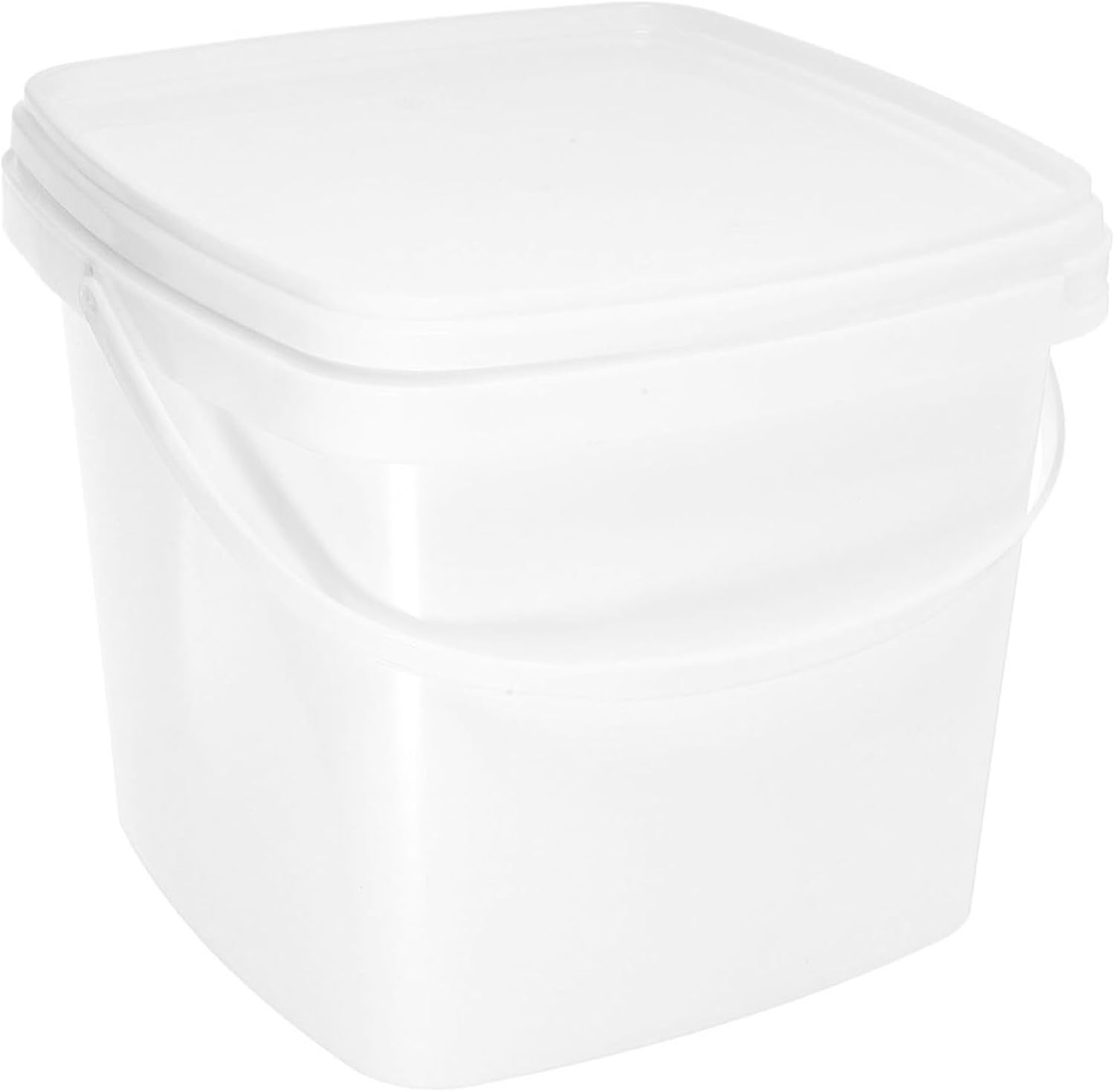 Ipetboom Plastic Square Bucket with Handle and Lid 1L Portable Water Bucket Compact Reusable Container for Household Cleaning Gardening Storage 4.72X4.33X3.74 Inches