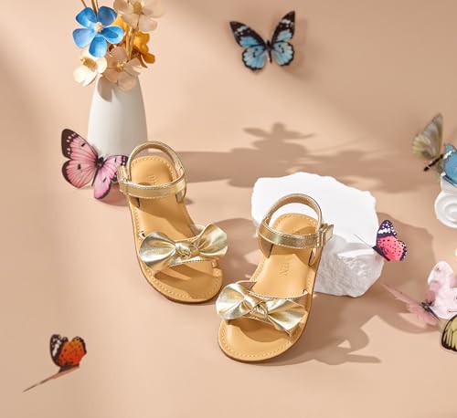 Image of PHIRAMIN Toddler Girl Sandals - Flower Girl Dress Shoes Open Toe Little Kid Flats