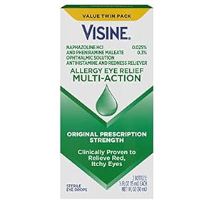 Visine Allergy Eye Relief Multi-Action Antihistamine & Redness Relief Eye Drops, 0.5 fl. oz (Pack of 2)