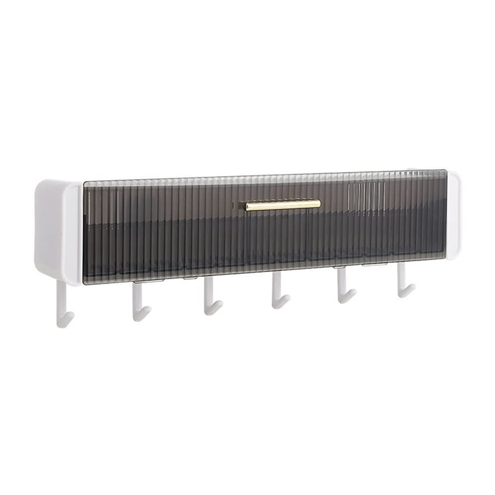 Ruiseawing Floating Shelves Shower Caddy Wall Mounted Bathroom No Drilling Multifunctional Storage Shelf Drawer Box with Hook Key