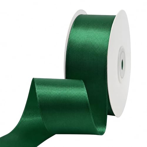Ribtcute Double Faced Forest Green Satin Ribbon 1.5 Inch Forest Green Satin Ribbon for Gift Wrapping Flower Bouquet Bows Crafts Wedding Invitation 25 Yards