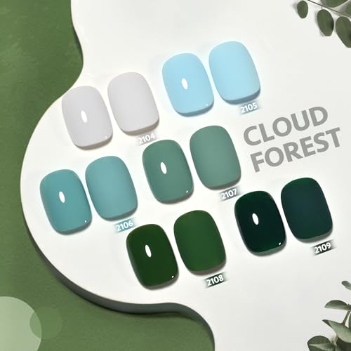 Image of GAOY Green Gel Nail Polish Set, 6 Colors Dark Forest Green Blue Gray Soak Off UV Light Cure Gel Polish Kit for Salon and Nail Art DIY at Home