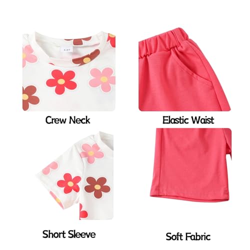 Image of OLMRJKD Kid Toddler Girl Clothes Summer Short Sleeve Figure Graphic Tee Shirt + Shorts Summer Outfits Set