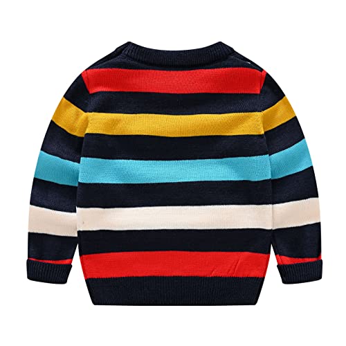 Toddler Kids Girls Boys Stripe Sweater Casual Knitted Long Sleeve Top Fall Winter Warm Pullover Blouses for 2~10T3