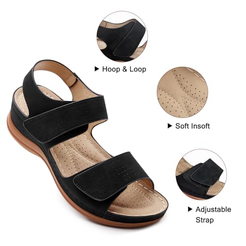 Comfortable Sandals For Women: Casual Walking Flats Sandalias with Arch Support Summer Low Heels3
