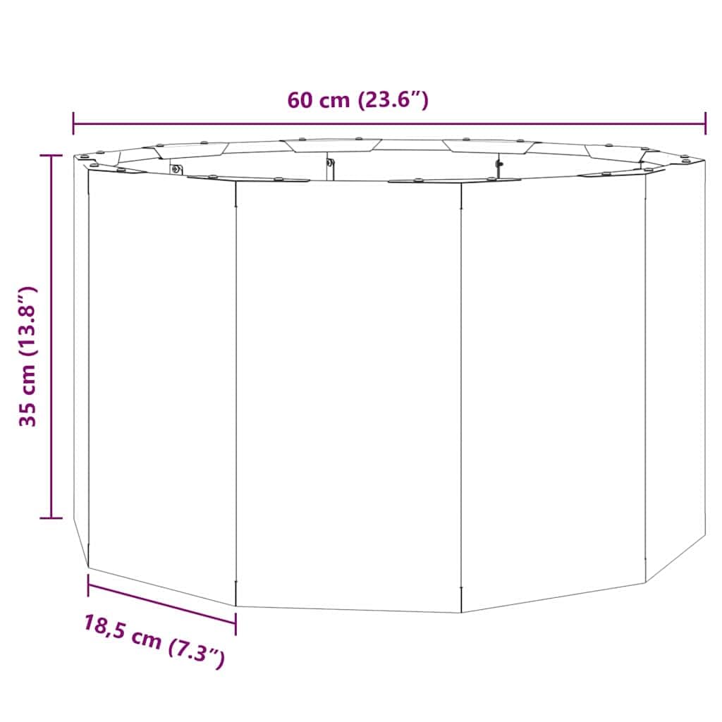 vidaXL Donica Czarny 60 x 60 x 35 cm Stal, Ogród i taras, wytrzymała donica na zewnątrz, nowoczesny pojemnik ze stali, dekoracja na patio, holder na rośliny