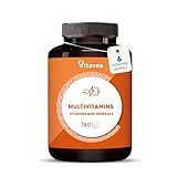 Multivitamins & Minerals – 25 Essential Nutrients with Vitamins A, B, C, D, E, Zinc & Iron – 180 Tablets – Energy, Immunity, Skin & Hair – Multivitamins for Men & Women – Vitavea