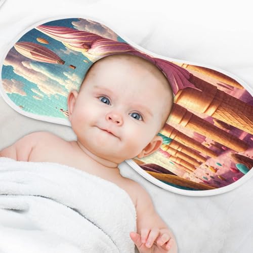 Balloon Icecream Cone Sky Baby Burp Cloths Cotton Burp Clothes Absorbent Muslin Burp Cloths Soft Burp Cloth Burp Rags for Newborn Girl Unisex Boy 1 Pack 22x11 Inches4