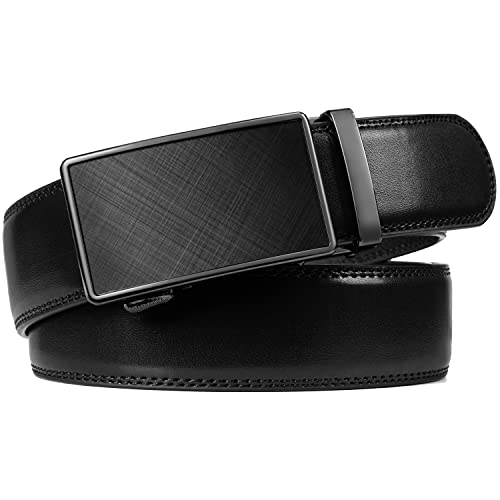 Image of Founders & C Men's Ratchet Belt 1 3 /8 inch,Leather Dress Belt Adjustable with Click Sliding Buckle Trim to Exact Fit