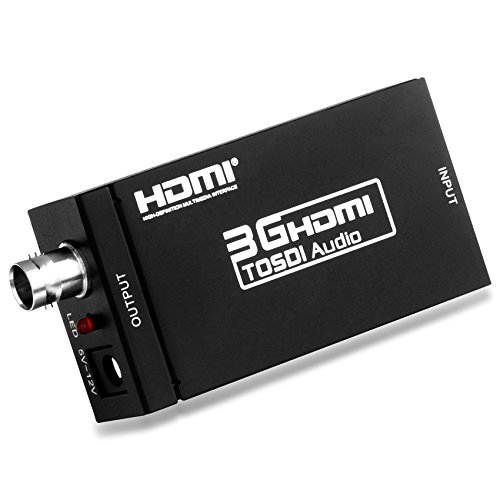 Mirabox 1080P MINI 3G HDMI to SDI Converter BNC Port SDI/HD SDI/3G SDI Signal for Home Theater, Black (US Two-Pin Plug)