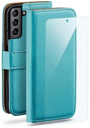 Étui protection Samsung Galaxy S21 FE 5G clapet turquoise avec support