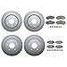 Bison Performance Coated Front Vented 302mm & Rear Solid 305mm Disc Rotors & Akebono ProACT Ceramic Pad Set Full Brake Kit For Chrysler Tonw & Country Dodge Grand Caravan Jurney RAM C/V VW Routan