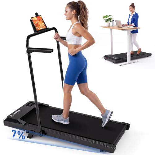 Image of DeerRun Walking Pad with 6% Incline, 3 in 1 Under Desk Treadmill for Home Office & Small Spaces, 2.5HP Quiet Walking Pad Treadmill with 300lb Capacity, 0.6-3.8MPH, App & Remote Control