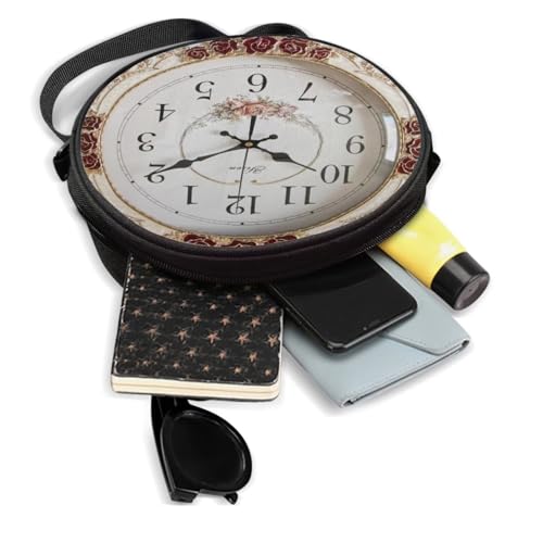 Image of Women Novelty Round Clock Shape Zippered Clock Purses for Women Tote Handbag Shoulder Bag, Gift for Mom Girlfriend