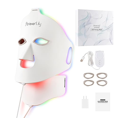 LED Gesichtslichttherapie Maske Rotlicht Therapiemaske 7 farbige LED Gesichtsmaske für Gesicht und Hals Schönheitsgerät zur Verjüngung Hautstraffung, Anti-Aging, Falten, Flecken, Gesichtsbehandlung