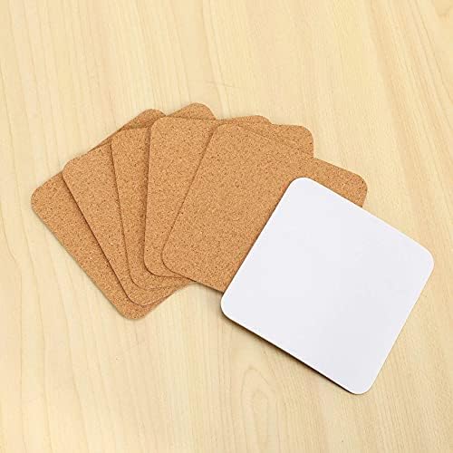 YIZAN Self-Adhesive Cork Coasters, Cork Mats Cork Backing Sheets for Coasters and Supplies (50, Square), White