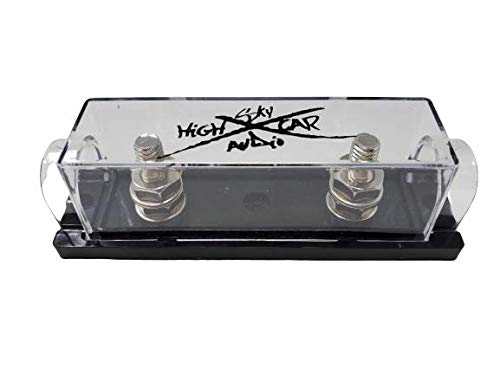 Sky High Car Audio 1/0 Gauge Ring Terminal ANL Fuse Holder Nickel Plated W/Fuses (Black, 300A Fuse)